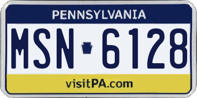 PA license plate MSN6128