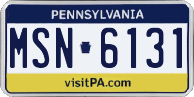 PA license plate MSN6131
