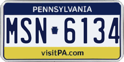 PA license plate MSN6134