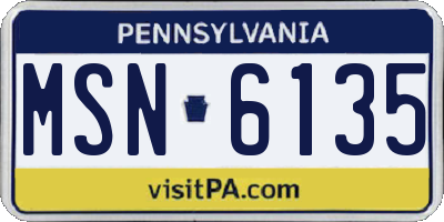 PA license plate MSN6135