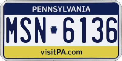 PA license plate MSN6136