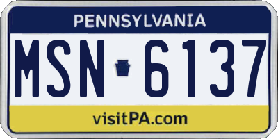 PA license plate MSN6137