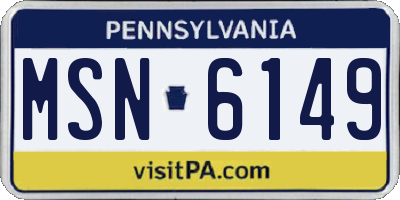 PA license plate MSN6149
