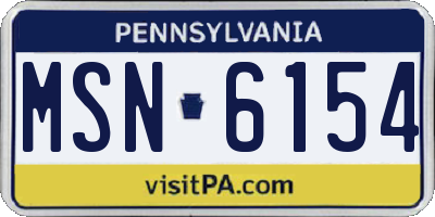 PA license plate MSN6154