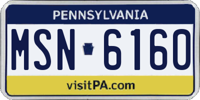 PA license plate MSN6160
