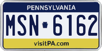 PA license plate MSN6162