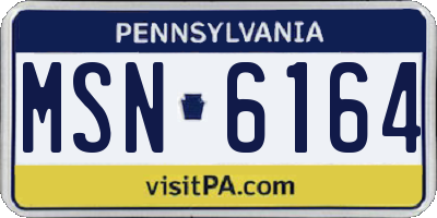 PA license plate MSN6164