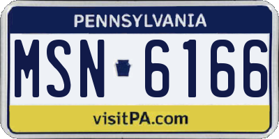 PA license plate MSN6166