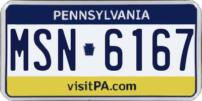 PA license plate MSN6167
