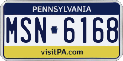 PA license plate MSN6168