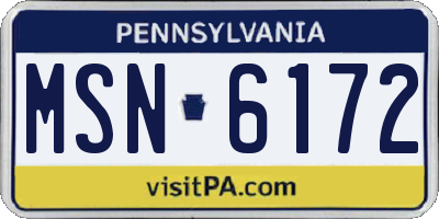 PA license plate MSN6172