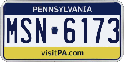 PA license plate MSN6173