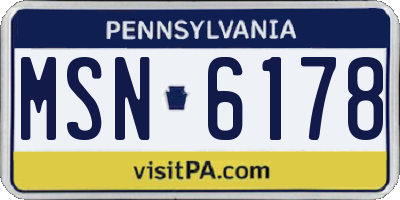 PA license plate MSN6178