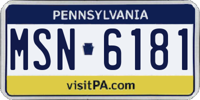 PA license plate MSN6181