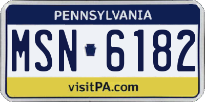 PA license plate MSN6182