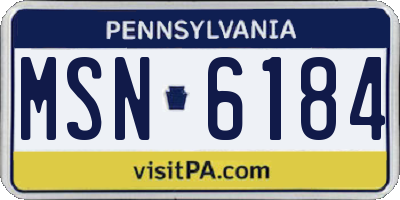 PA license plate MSN6184