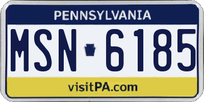 PA license plate MSN6185