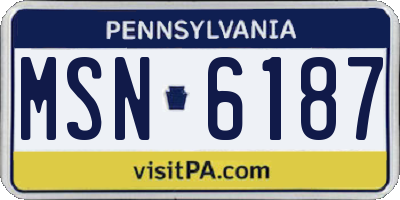 PA license plate MSN6187