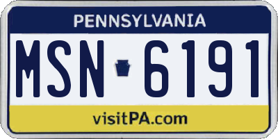 PA license plate MSN6191