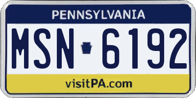 PA license plate MSN6192