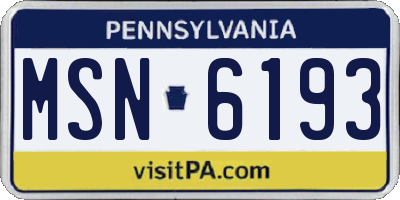 PA license plate MSN6193