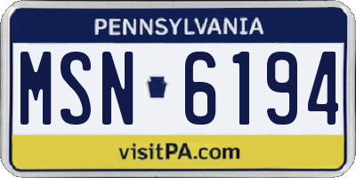 PA license plate MSN6194
