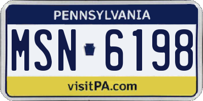 PA license plate MSN6198
