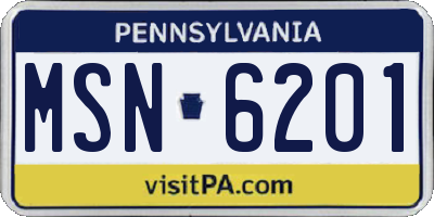 PA license plate MSN6201