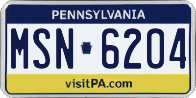 PA license plate MSN6204
