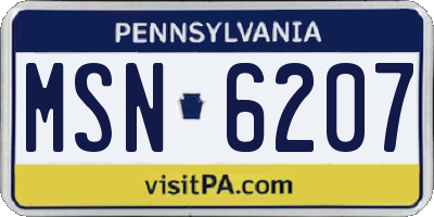 PA license plate MSN6207