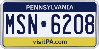 PA license plate MSN6208