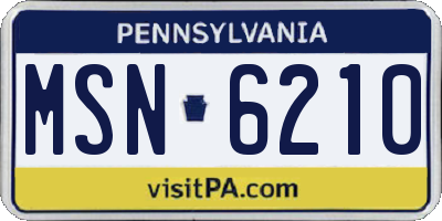 PA license plate MSN6210