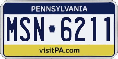 PA license plate MSN6211