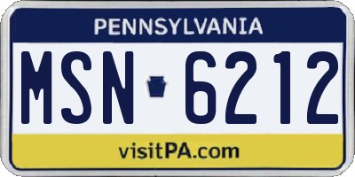 PA license plate MSN6212