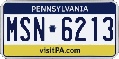 PA license plate MSN6213