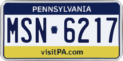 PA license plate MSN6217