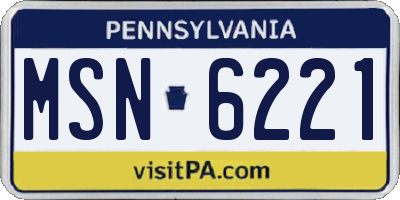 PA license plate MSN6221