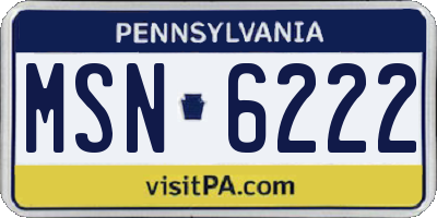 PA license plate MSN6222