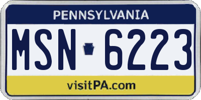 PA license plate MSN6223