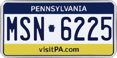 PA license plate MSN6225