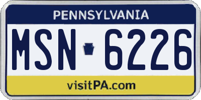 PA license plate MSN6226