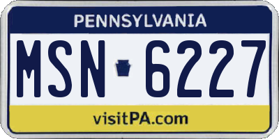 PA license plate MSN6227