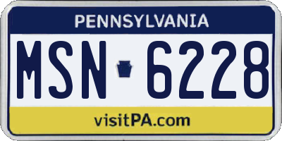 PA license plate MSN6228