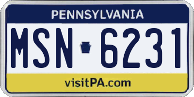 PA license plate MSN6231