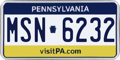 PA license plate MSN6232