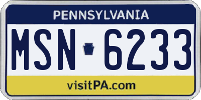 PA license plate MSN6233