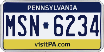 PA license plate MSN6234