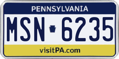 PA license plate MSN6235