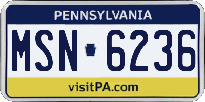 PA license plate MSN6236