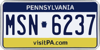 PA license plate MSN6237